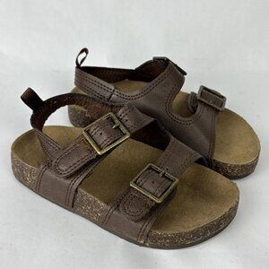 OshKosh B'gosh Brown Bruno Sandals Toddler Baby sz 7M hook n loop closure strap